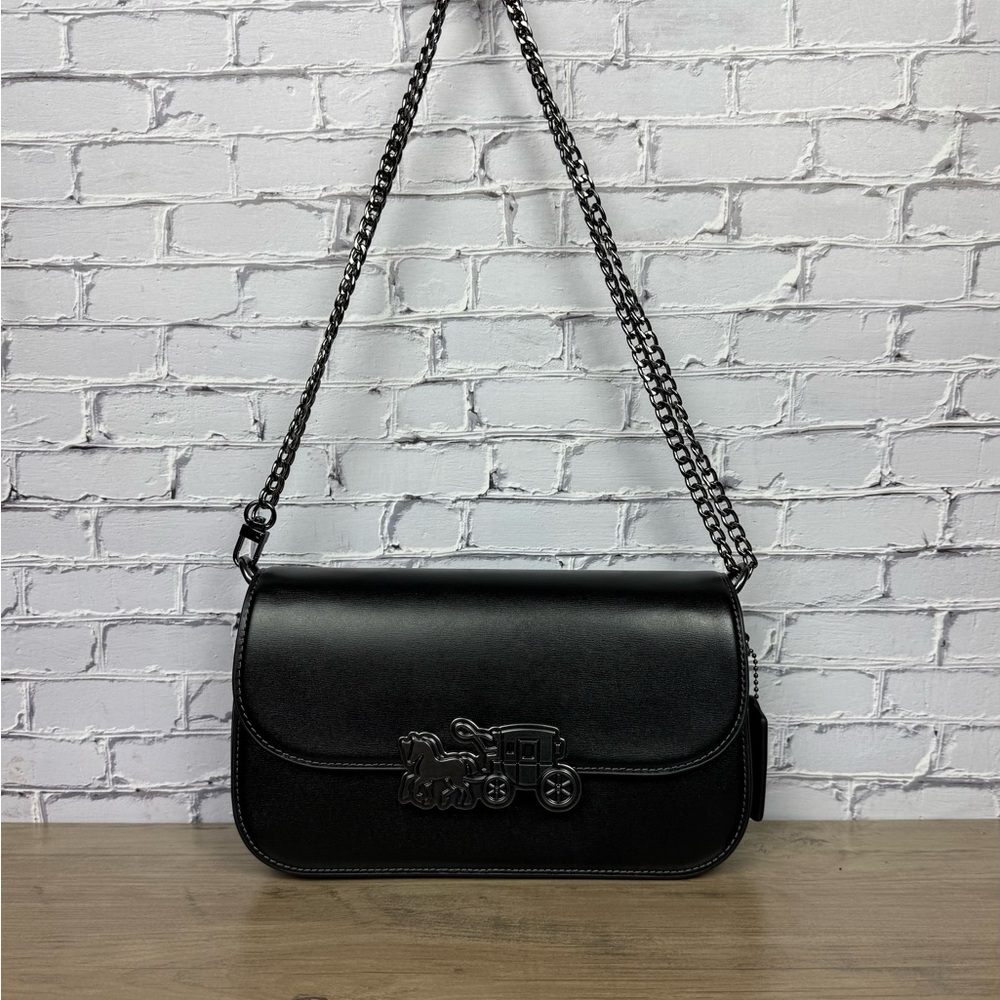 Coach Harper Shoulder Crossbody Bag Black with a free unbranded Chain strap NWT